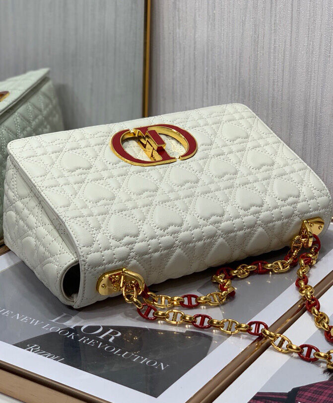 Christian Dior Medium Dior Caro Bag White